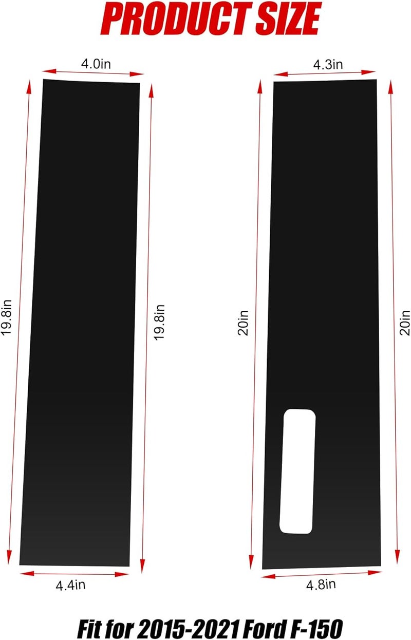 BASIKER Pillar Post Trim Fit for 2015 to 2021 Ford F150 Center Window Pillar Kit with Keypad, Door Window B Pillar Glossy Black Cover, Strong Toughness PC Material - Image 2